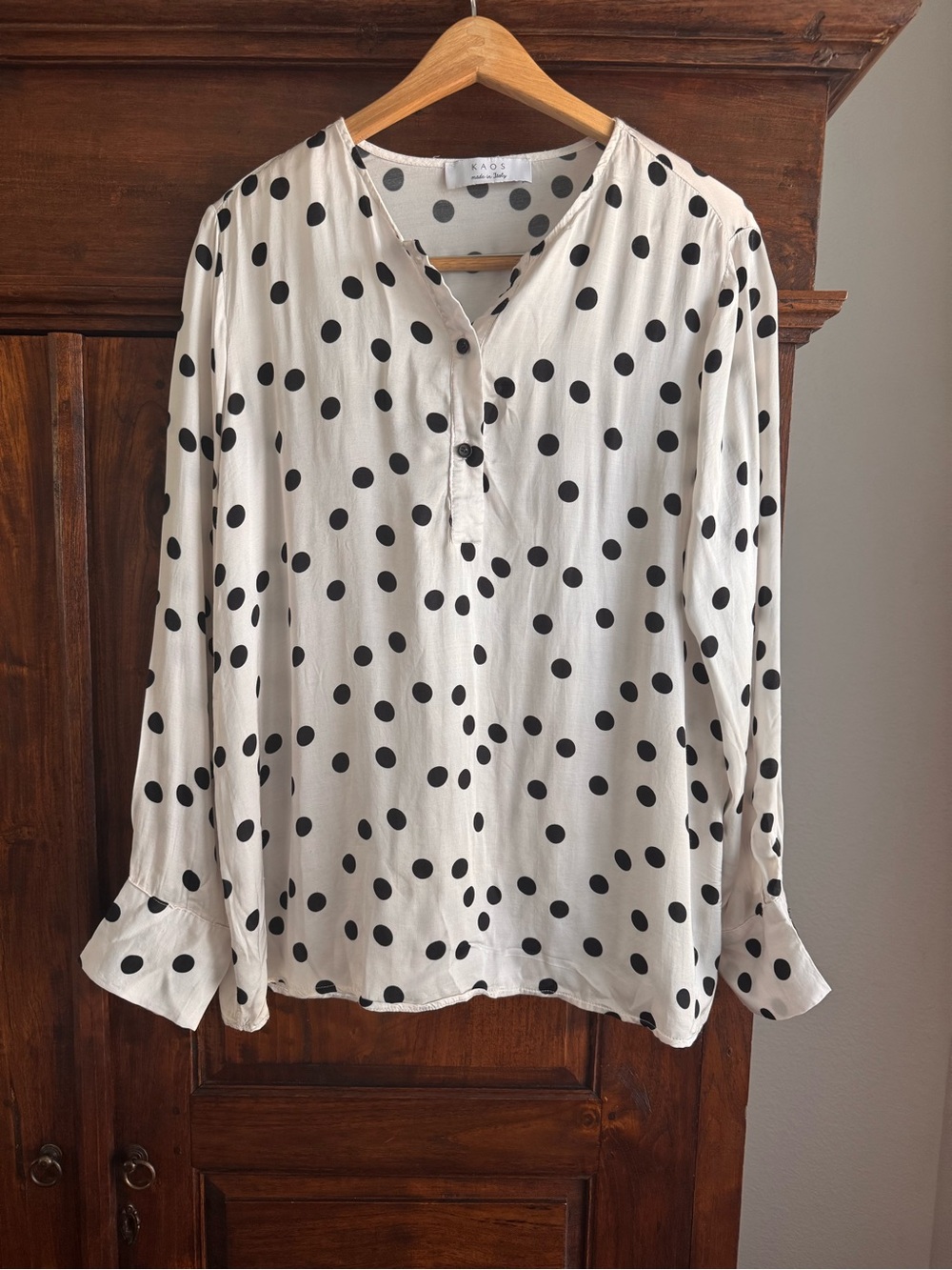 Kaos Long Sleeve Polka Dot Blouse Made in Italy Size 48 XL